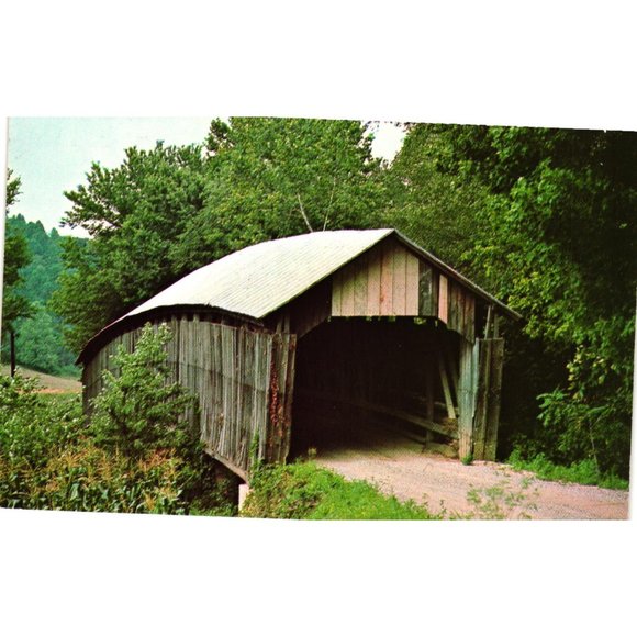 Gheers Mill Covered Bridge Postcard Travel Souvenir Unposted Barnes Mill - Picture 1 of 2